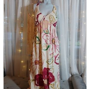 Old Navy Linen Floral Maxi Halter Dress